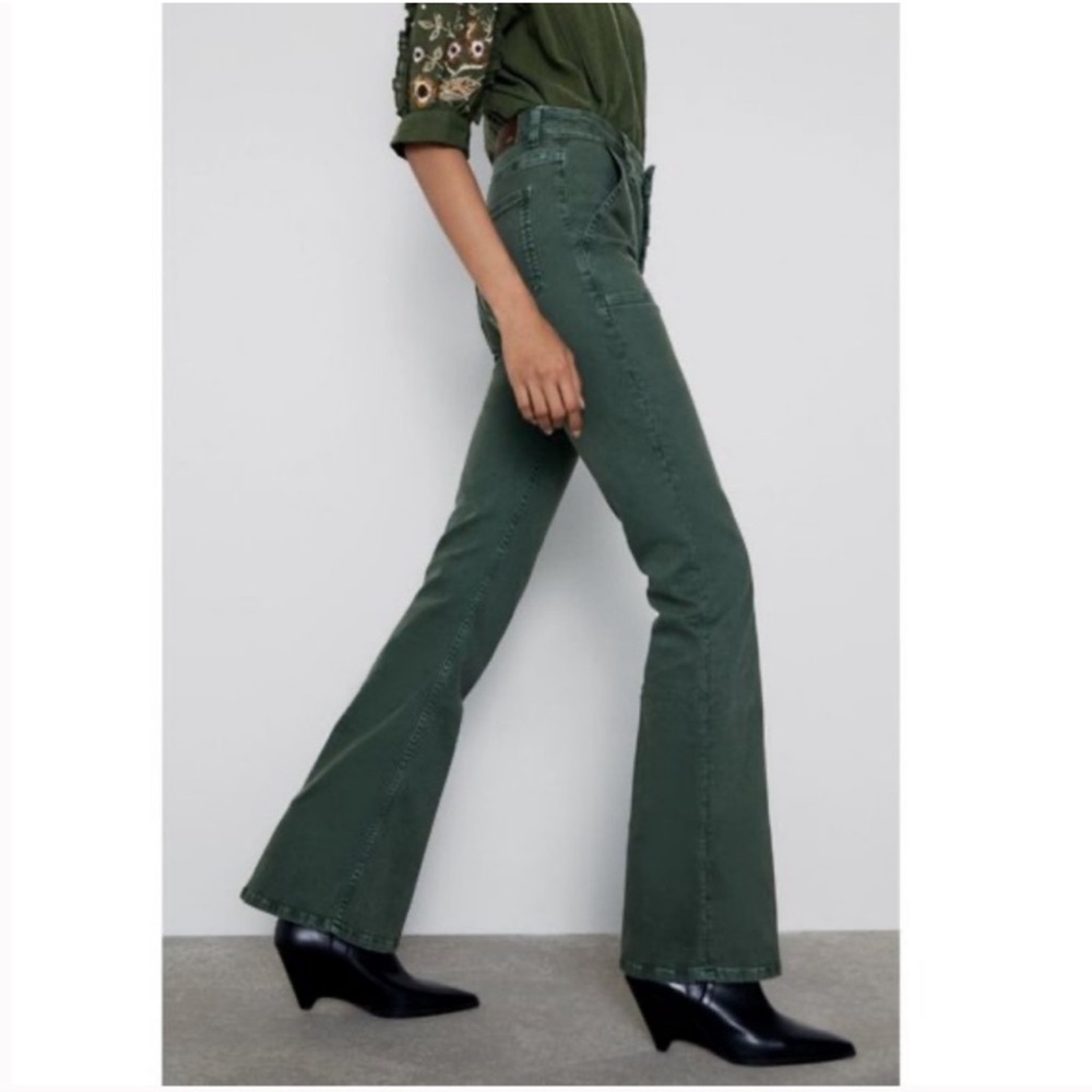 Zara High Waist Button Fly Trouser Pants Size 2